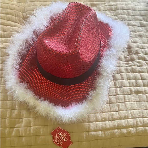 Holiday Time Red Sequin Sparkle Santa Hat - Picture 3 of 4